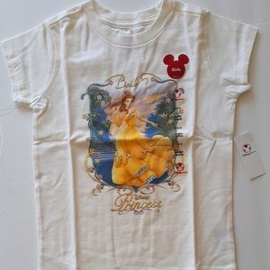 Disney Store Vintage White Girls S (5/6) Belle Tee T-Shirt NWT Authentic